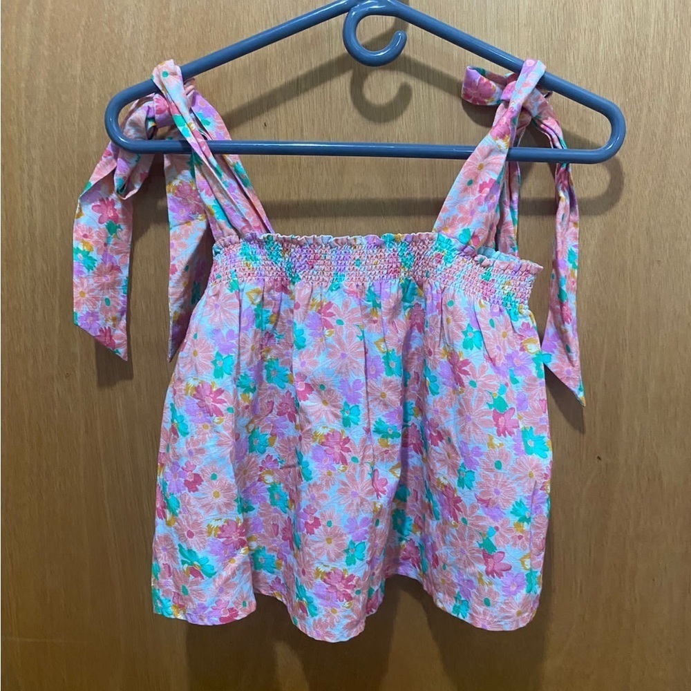 NWT Something navy top m new pink floral